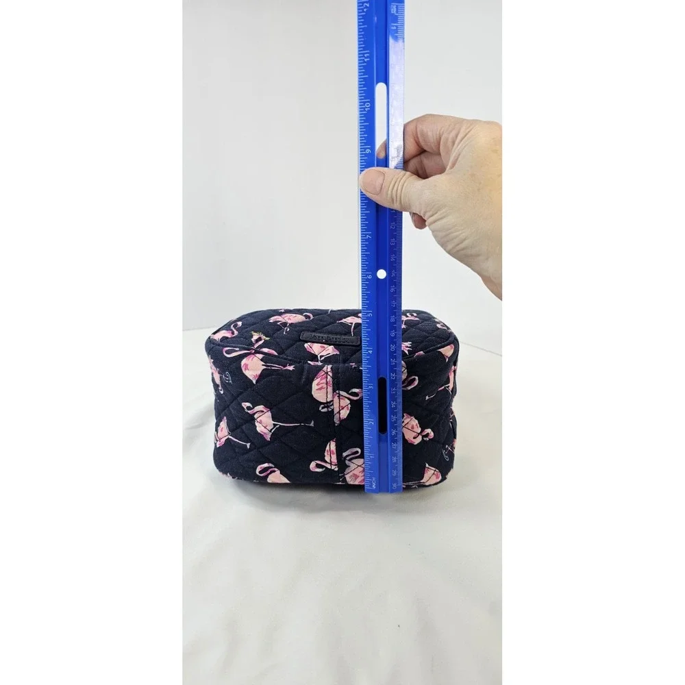 Vera Bradley Lunch Box Navy Blue with Pink Flamingos Handle Side Pocket 10x7x4